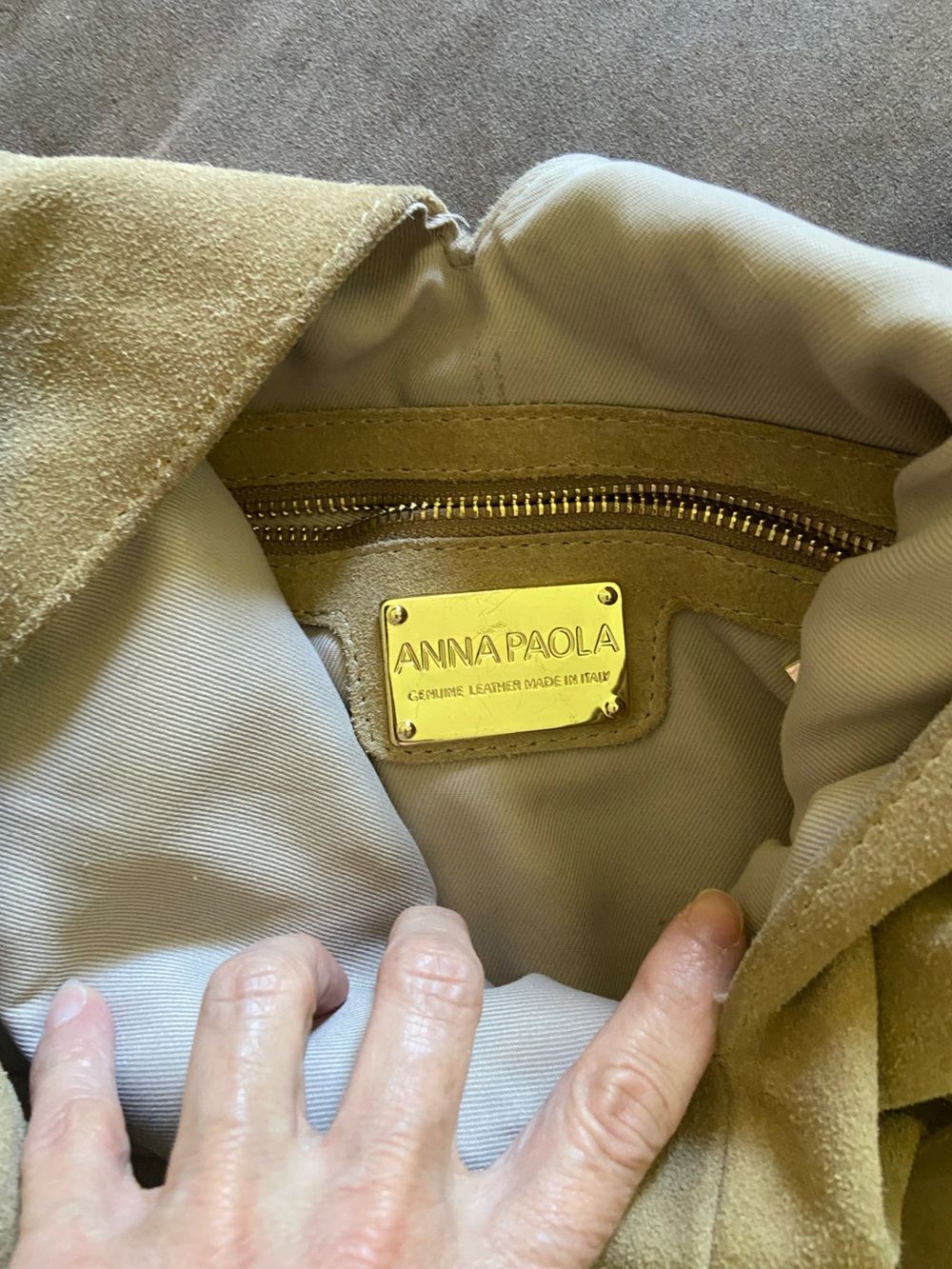 Knot-Detail Suede Shoulder Bag in Tan - Picture 5 of 8